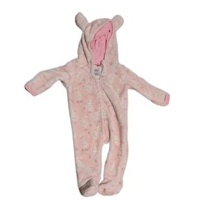 *3 for 20* Penelope Mack Pink Bunny Fleece Bunting Suit for Babies 6/9m